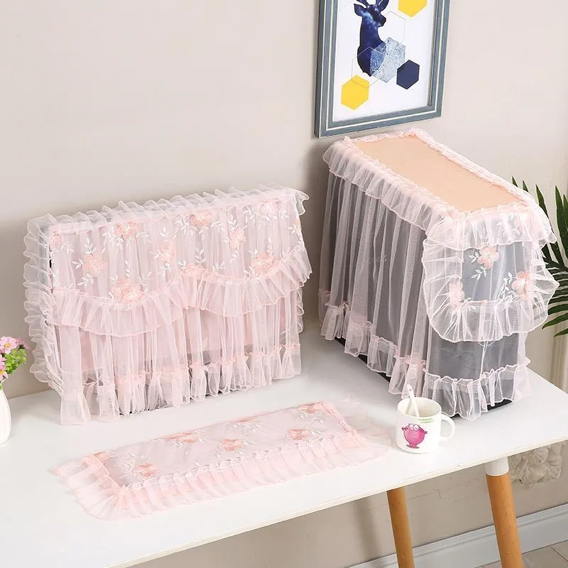 Stoff Spitze Design Europäischen Stil Computer Desktop Staubdicht Computer Abdeckung Tuch Tastatur Computer Host Abdeckung Tuch 3PCS ZG266 Image