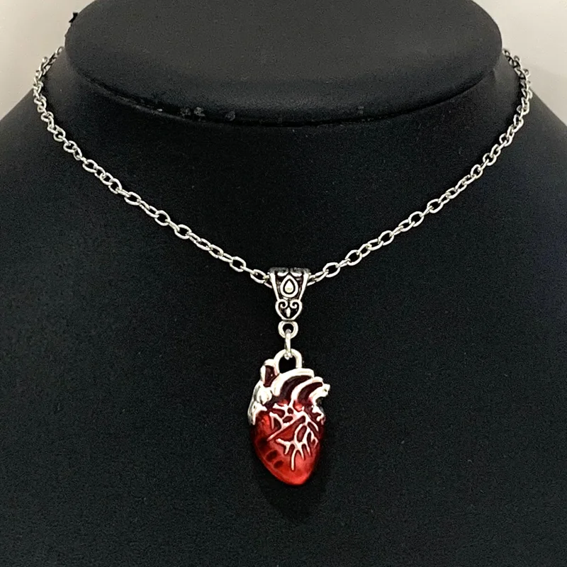 Collier gothique avec pendentif cardiaque, goutte à goutte de sang, ras du cou, Grunge Egirl Goblincore, accessoires pour femmes et hommes, bijoux