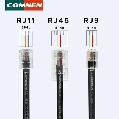 COMNEN RJ9 -RJ9/RJ11-RJ45 Telephone Data Cable 4P4C 6P4C 8P4C Male to Male Modular Data Cord Handset Voice Extension Data Cable