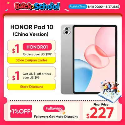 New China Version HONOR Pad 10 Snapdragon 7 Gen 3 12.1'' 120Hz LCD Screen 10100mAh Battery HONOR 66W Supercharge 8MP Camera
