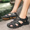Summer Men Sandals Genuine Leather Mens Casual Shoes Outdoor Men Leather Sandals for Men Beach Shoes Roman Shoes Plus Size 38-48
