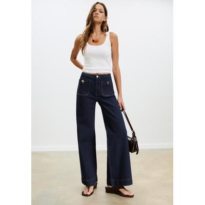 Stradivarius D77 Minimalist jeans with pockets OVERDYED BLUE DENIM 6