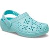 Clog CROCS "Classic Floral Cut Out Clog", Kinder, Gr. 32, blau (hellblau), Croslite, geblümt, casual, Schuhe, Sandale mit schwenkbarem Fersenriemen