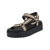 Riemchensandale STEVE MADDEN "STEVE MADDEN Sandalen Textil", Damen, Gr. 40, schwarz (schwarz, beige), Textil, casual, Schuhe