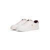 Plateausneaker TOMMY HILFIGER "ESSENTIAL ELEVATED COURT SNEAKER", Damen, Gr. 40, weiß, Leder, sportlich, Schuhe, Freizeitschuh, Halbschuh, Schnürer mit Ziernähten und Kontrastbesatz