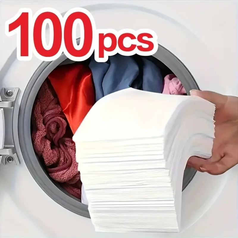 100pcs Color Catcher Laundry Sheets, Anti-Dye Transfer for Washing Machine, Prevents Color Runs
