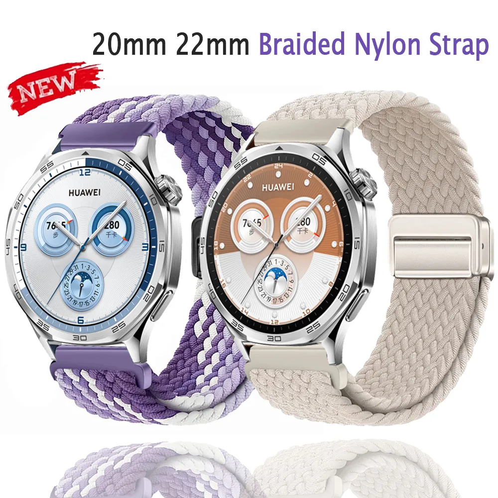 22/20 mm Nylon-Schnallenarmband für Huawei Watch GT 5 4 3 2 46 mm Armband für Samsung Watch 7/6/5/4/klassischer verstellbarer Gürtel Image