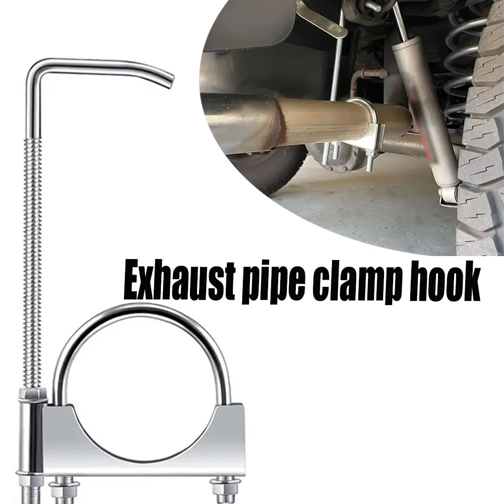 Auspuffrohrschelle mit Haken, universelle Auspuffrohrschelle, hinterer Schalldämpferhaken mit Haken, langlebig, 7,6 cm, für Auto, LKW, Auspuffrohre Image