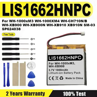 Batterie LIS1662HNPC Für Sony WH-1000xM3 WH-1000XM4 WH-CH710N/B WH-XB900 WH-XB900N WH-XB910 XB910N SM-03 SP624038 + Kostenlose Tools Image