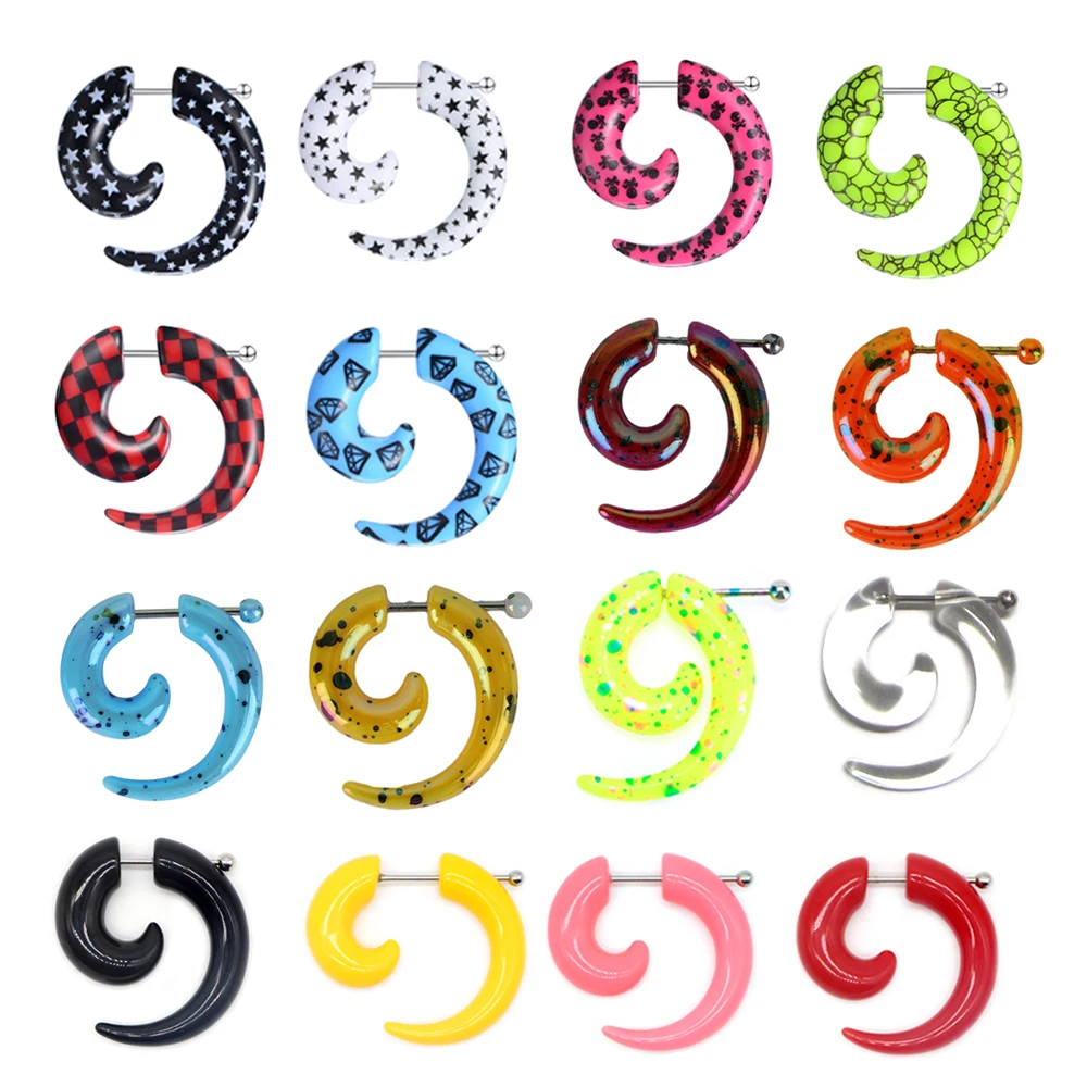 Alisouy 2pc Gefälschte Ohr Tunnel Acryl Falsche Ohrring Knorpel Piercing Ohr Dilatationen Körper Schmuck Ohr Stecker Und Tunnel Piercing Image