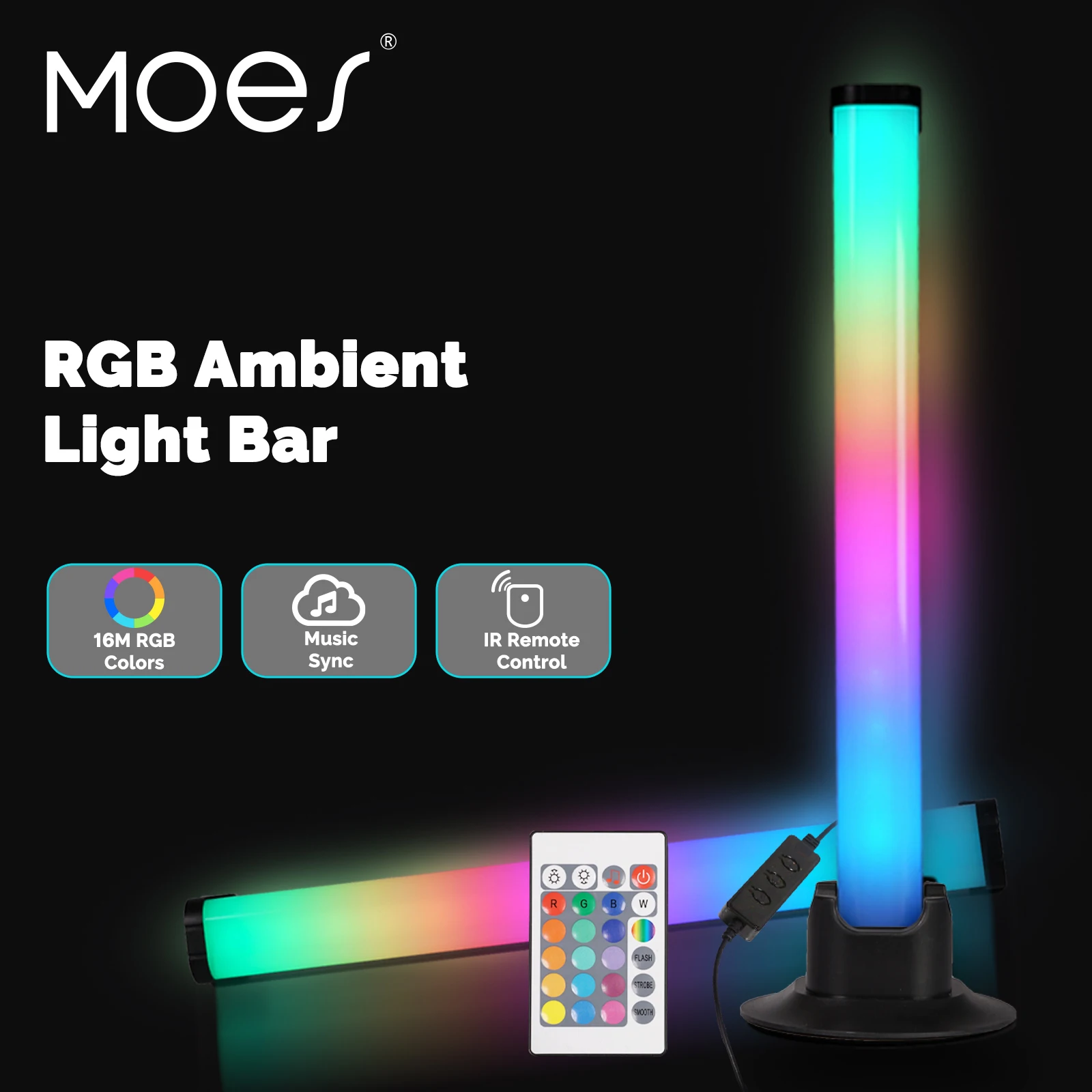 MOES RGB Bar Licht Musik Sync Rhythmus Mit IR Fernbedienung PC Desktop Home Decor Schrank Hintergrundbeleuchtung Gaming Zimmer USB Powered Image