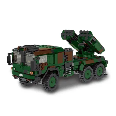 Das militärische High-Tech-Armee-Thema Deutscher Lars-2 Rocket Launcher Panzerpanzer Bausteine WW2 Modell Ziegel Spielzeug Geschenke Image