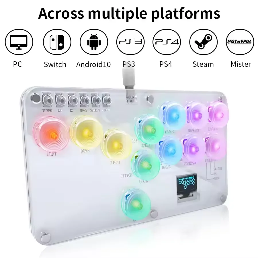 Hebelloser Controller Fight Sticks RGB Arcade Fightstick Stickless Arcade Stick Hitbox Tastatur Felgen Taste für PC/PS4/PS3/Schalter Image