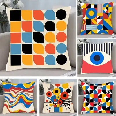 MT-Bauhaus für Kunst-Kissenbezug, Anti-Dustmite-Kissenbezug, unsichtbarer Reißverschluss, seidig, kurz, Plüsch, Sofakissenbezug Image