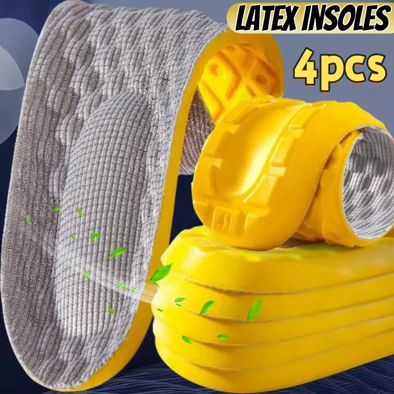 4Pcs Weiche Latex Memory Foam Einlegesohlen Frauen Männer Sport Laufen Fuß Unterstützung Einlegesohlen Atmungsaktive Orthopädische Fußpflege Einsatz Kissen Image