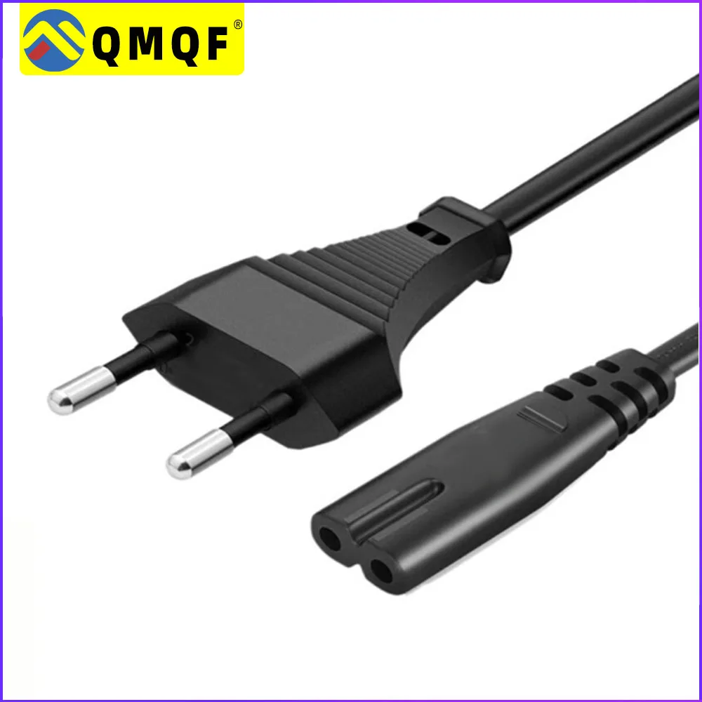 QMQF 2-poliges Prong US EU auf C7 C8-Verlängerungskabel, LED-Licht, Netzkabel, amerikanische europäische Figur, 8 Laptop-Stromkabel für PS4, 1,5 m Image