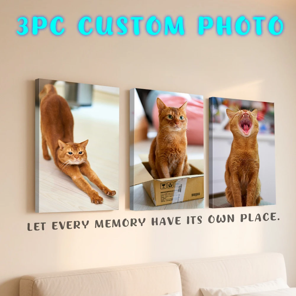 [Benutzerdefinierte] 3 Stück individuelle Fotoplakate, personalisierte Geschenke für Wanddekoration, individuelle Heimdekorationsartikel, individuelles Geschenk, Leinwand-Wandkunst Image