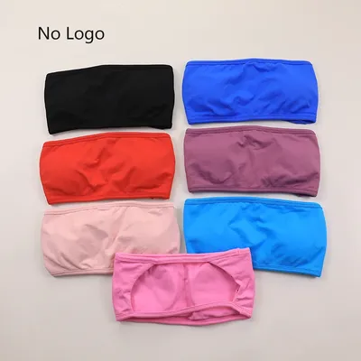 No Logo Strapless Sports Bra Women Strappy Backless Bandeau Padded Gym Crop Top Seamless Workout Yoga Tube Tops