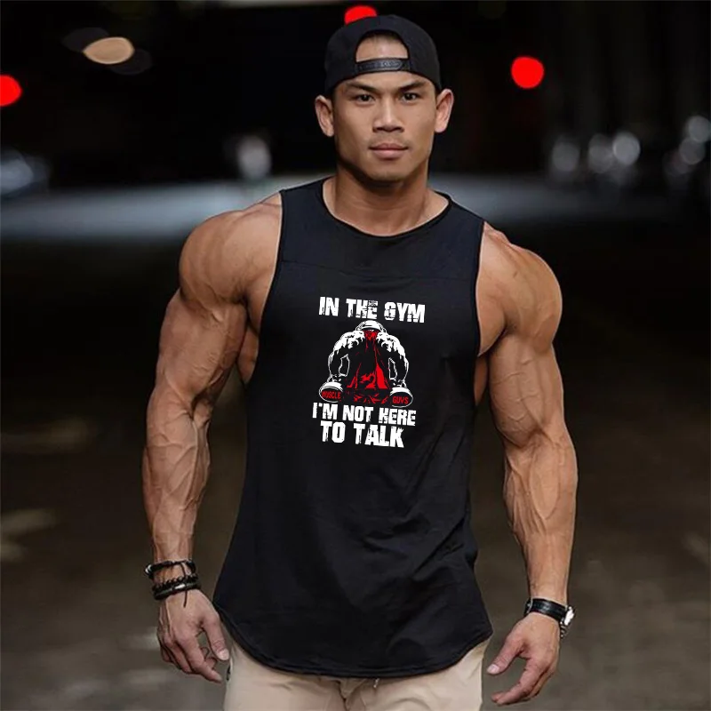 Gym Bodybuilding Lose Kleidung Sommer Baumwolle Sport Lauf Singuletts Herren Fitness Ärmellose T-Shirts Workout Muscle Tank Tops Image