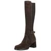 Overkneestiefel NERO GIARDINI "Nero Giardini Stiefel Leder/Textil", Damen, Gr. 39, braun (dunkelbraun), Leder, Textil, casual, Schuhe