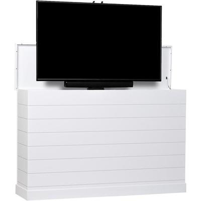 TV Lift Cabinet Outdoor Small Shiplap TV Lift Cabinet in White