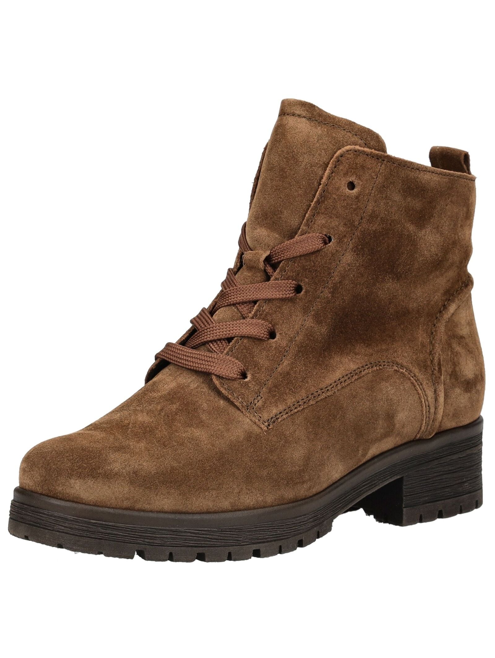 Schnürstiefelette GABOR COMFORT "Gabor Comfort Stiefelette Veloursleder", Damen, Gr. 39, blau (whisky), Veloursleder, Schuhe Schnürstiefelette