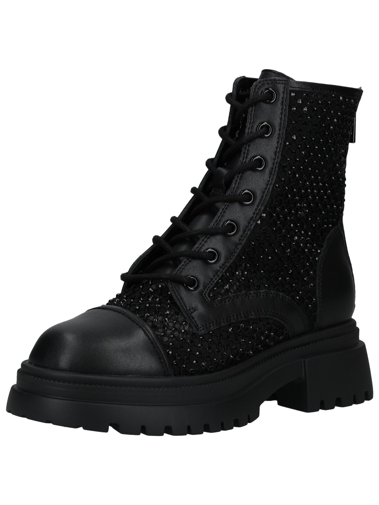 Schnürstiefelette STEVE MADDEN "STEVE MADDEN Stiefelette Leder/Synthetik", Damen, Gr. 39, schwarz (schwarz kombi), Leder, Synthetik, Schuhe Schnürstiefelette