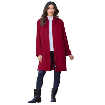 Plus Size Women's Driving Coat by Roaman's in Rich Burgundy (Size 26/28) Wool Coat