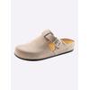 Hausschuh, Damen, Gr. 40, grau (taupe), Rindsleder, Basic, Schuhe