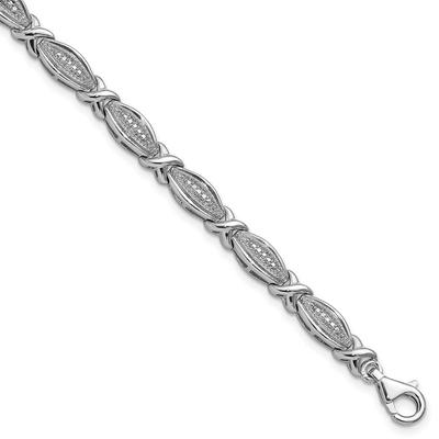 Curata 4.7mm 925 Sterling Silver Rhodium Plated Diamond Bracelet