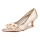 Women's Wedding Shoes Ladies Shoes Valentines Gifts White Shoes Wedding Party Valentine's Day Bridal Shoes Rhinestone Satin Flower Low Heel Pointed Toe Elegant Fashion Luxurious Satin Loafer White