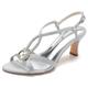 Women's Wedding Shoes Wedding Party Daily Solid Colored Wedding Sandals Bridal Shoes Bridesmaid Shoes Rhinestone Sparkling Glitter Chunky Heel Open Toe Elegant Satin Ankle Strap Wine Black White