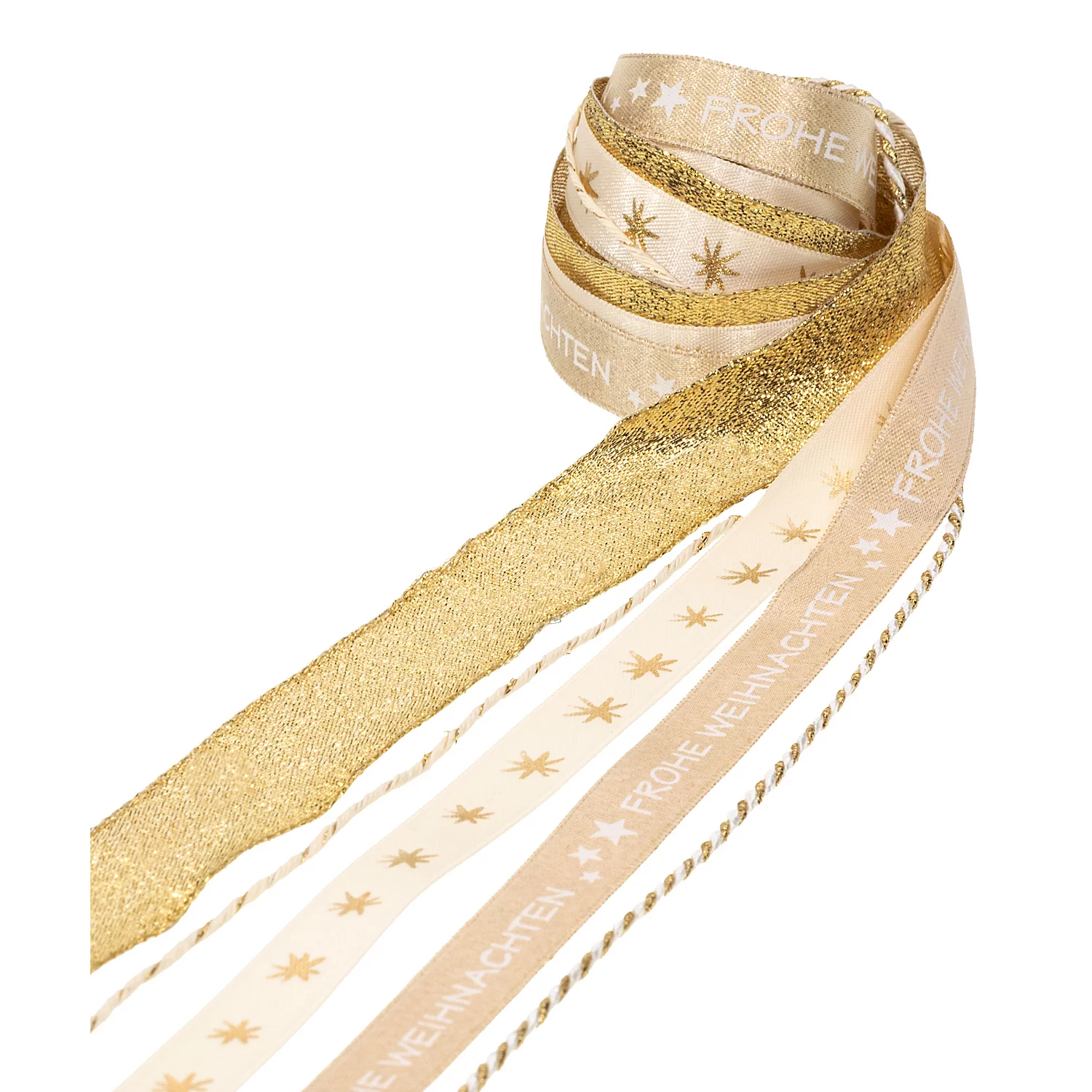 Bänderpaket Weihnachten, creme-gold, 2–25 mm, 5x 2 m Image