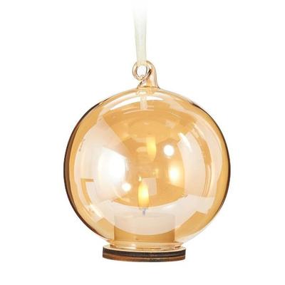 RAZ Imports 42920 - 5" x 5.5" Ivory LED Tealights Gold Glass Candle with Timer