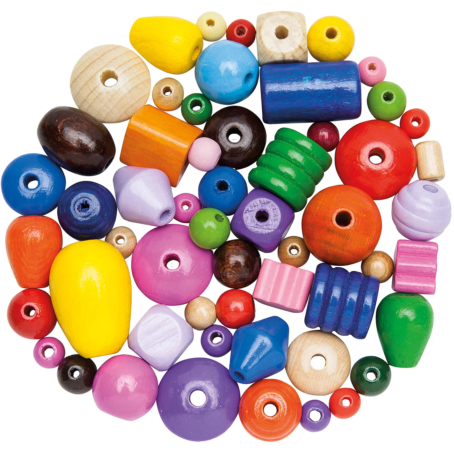 Mélange de perles en bois, multicolore, jusqu'à 2,5 cm, 500 g