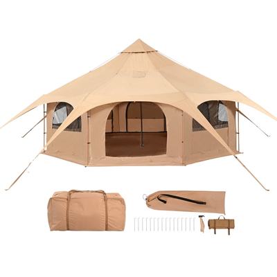 Canvas Tent 4 Seasons 5m Bell Tent For Camping With Stove Jack Waterproof, Spacious 8 Person Yurt Tent Canvas Tent 4 Seasons 5m Bell Tent For Camping With Stove Jack Waterproof, Spacious 8 Person Yurt Tent