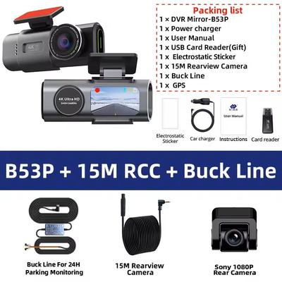 Mini 4K UHD GPS WiFi Dual Lens Dash Cam With Night Vision And Parking Mode b53p 15m Rcc bl 64g