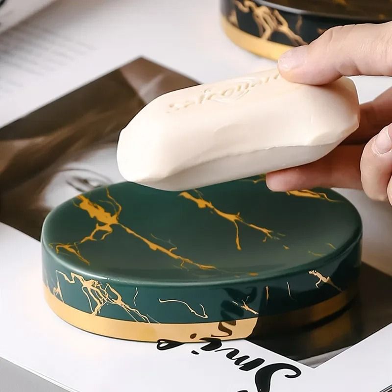 Premium Ceramic Soap Dish With Marble Stripes, Elegant Soap Holder For Home And Hotel Premium Ceramic Soap Dish With Marble Stripes, Elegant Soap Holder For Home And Hotel