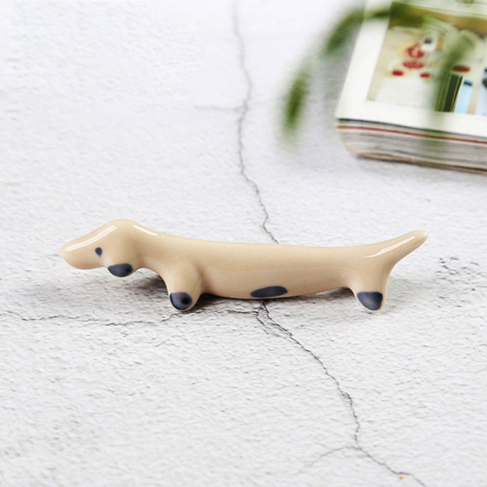 Cute Ceramic Dachshund Dog Chopsticks Holder: Adorable Tableware Rack Stand Grey