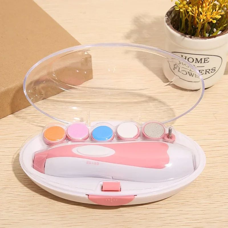 Multifunctional Electric Baby Nail Trimmer & Manicure Tool Set Safe Nail File Clippers For Newborns & Toddlers pink