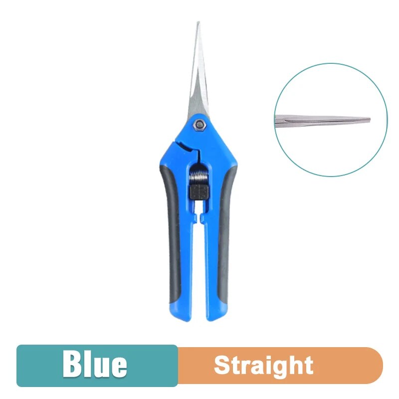 Garden Pruning Shears: Stainless Steel Pruner For Fruit Picking & Household Gardening Straight & Elbow Pruning Tools Color: Straight Blue