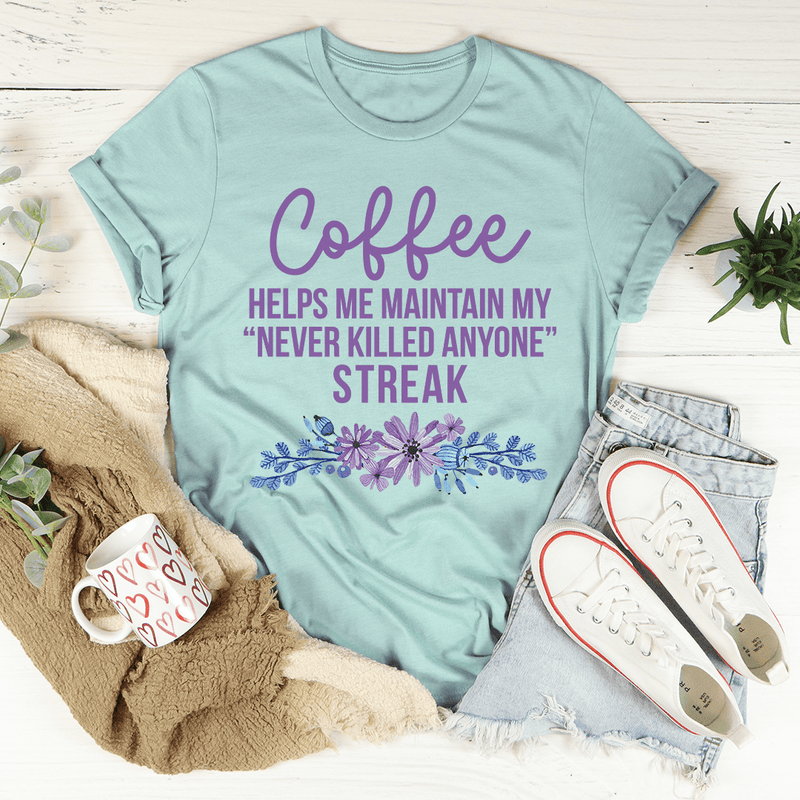 Coffee Helps Me Tee Heather Prism Peach L