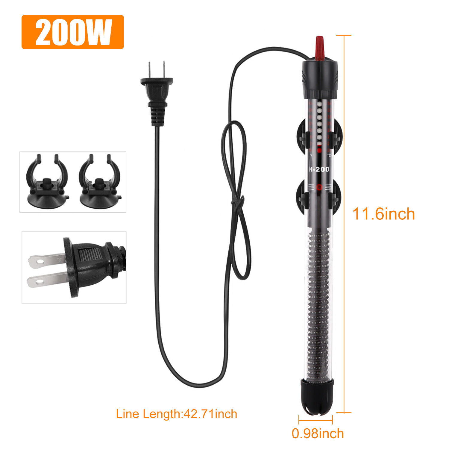 Adjustable Submersible Fish Tank Heater 200W