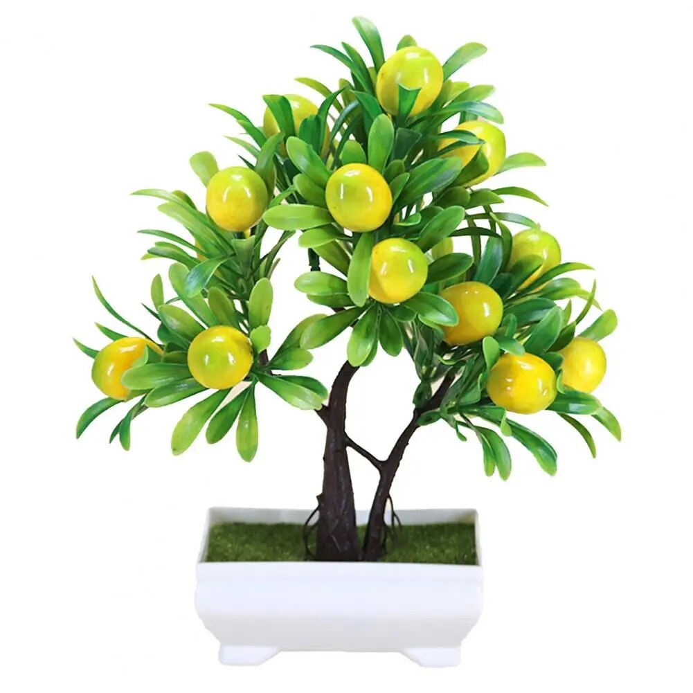 Artificial Orange Bonsai Potted Flower For Home Office Garden Decor Strawberry