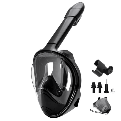 Full Face Snorkel Mask With Wide View And Camera Mount allblack l xl