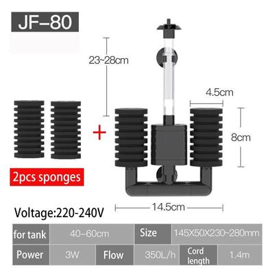3 IN 1 Electric Power Filter Biochemical Sponge Silence Submersible Fish Tank Filter & Media Balls 5
