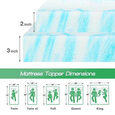 Cooling Gel Memory Foam Mattress Topper Full Size Soft And Breathable 2 To 3 Inch 3in Twin