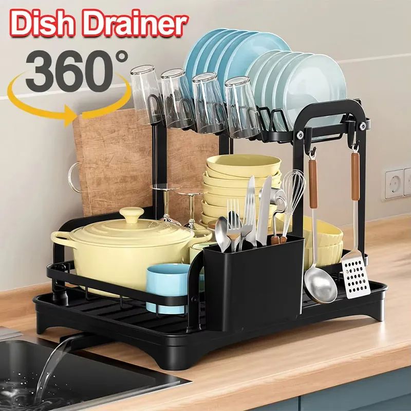 Double Layer Kitchen Dish Rack, Space Saving Tableware Organizer Double Layer Kitchen Dish Rack, Space Saving Tableware Organizer