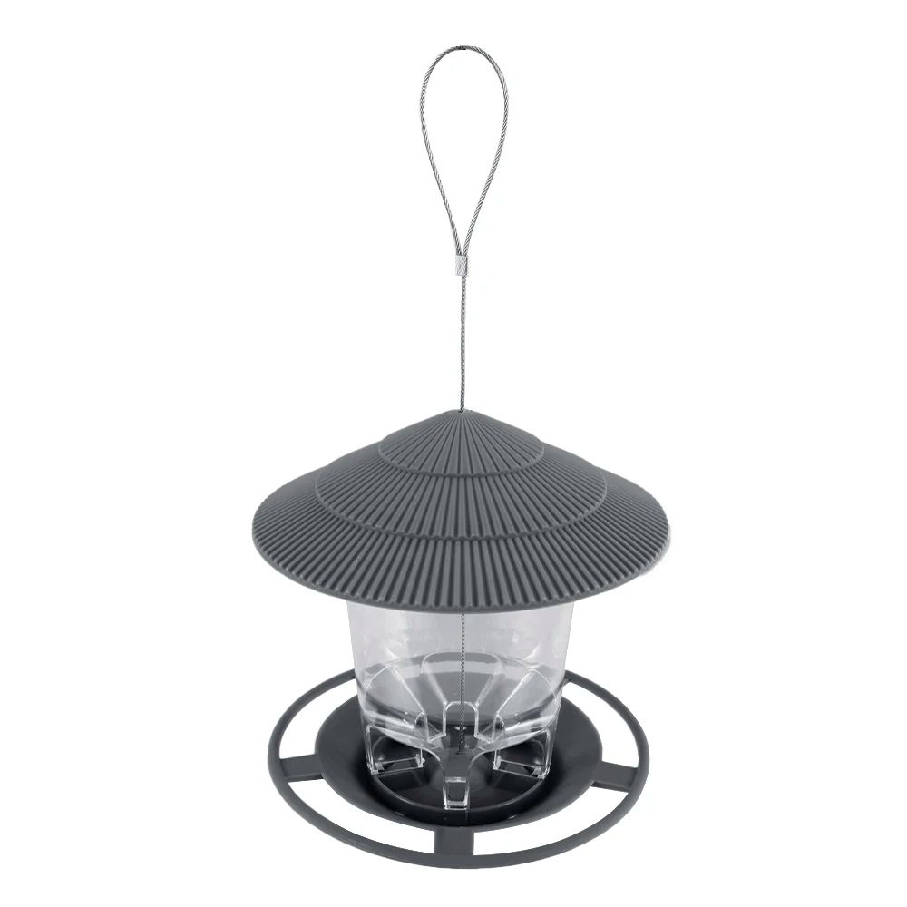 Automatic Foot Feeding Bird Feeder Outdoor Hanging Nut Dispenser With Multiple Feeding Holes And Food Container gray