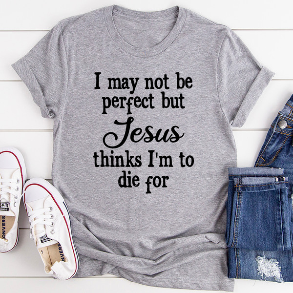 I May Not Be Perfect Tee Heather Prism Ice Blue XL